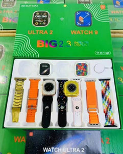 I50 Suit Max Watche 11 in 1 ( 2 Smartwatches + 7 Straps + 2 Silicone Case )